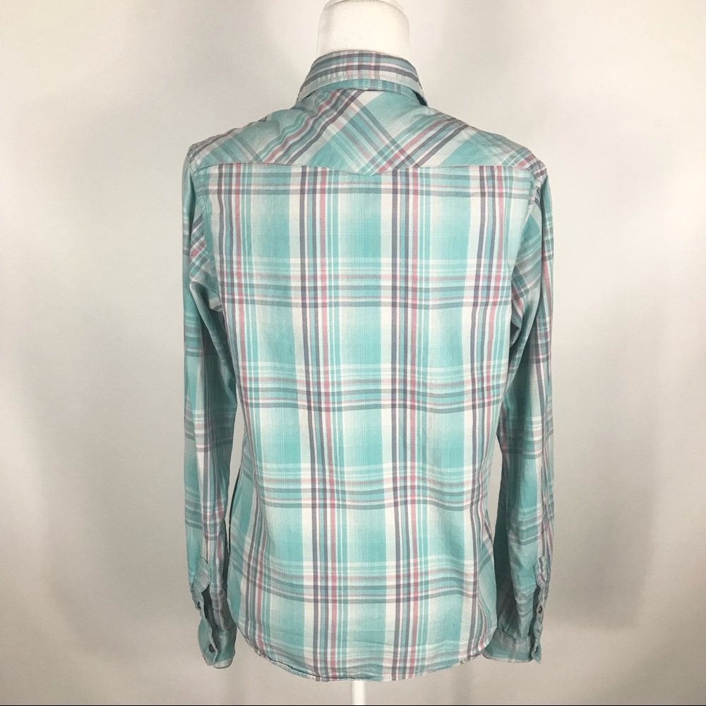 Scotch & Soda Western Style Plaid Snap Button Shirt Size Small - Picture 5 of 7